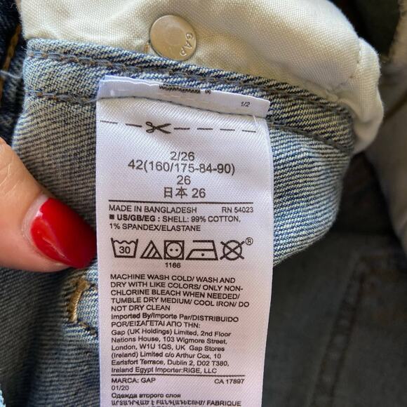 Gap Womens Shorts Size 2 26 Buttonfly 3.5" Denim Destructed Medium Wash Stretch - Picture 3 of 8
